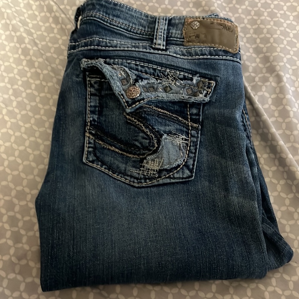 Women’s Silver Tuesday mid baby boot jeans W 33 L 35